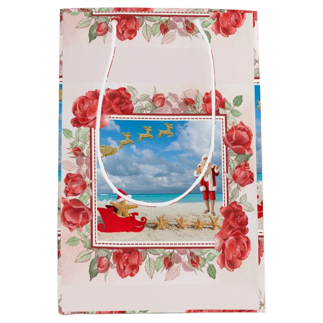Whimsical Santa Claus Snow Medium Gift Bag (Front)