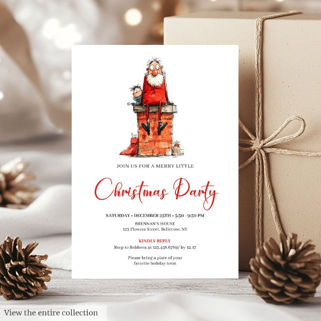 Whimsical Santa Claus Watercolor Christmas Invite (Whimsical Santa Claus Watercolor Christmas Invite)