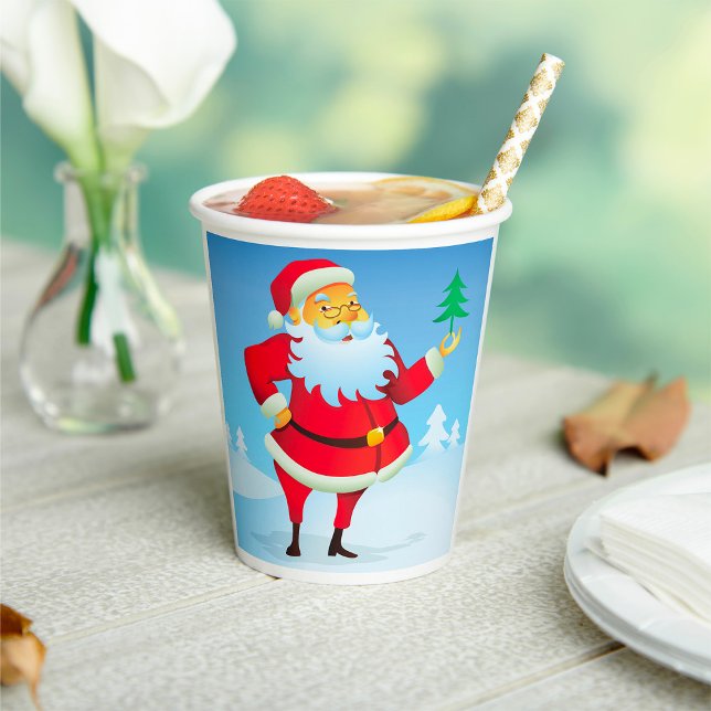 Whimsical Santa Claus with Mini Christmas Tree  Paper Cups (Creator Uploaded)