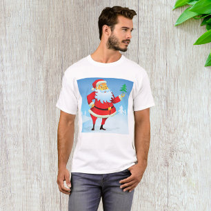 Whimsical Santa Claus with Mini Christmas Tree  T-Shirt