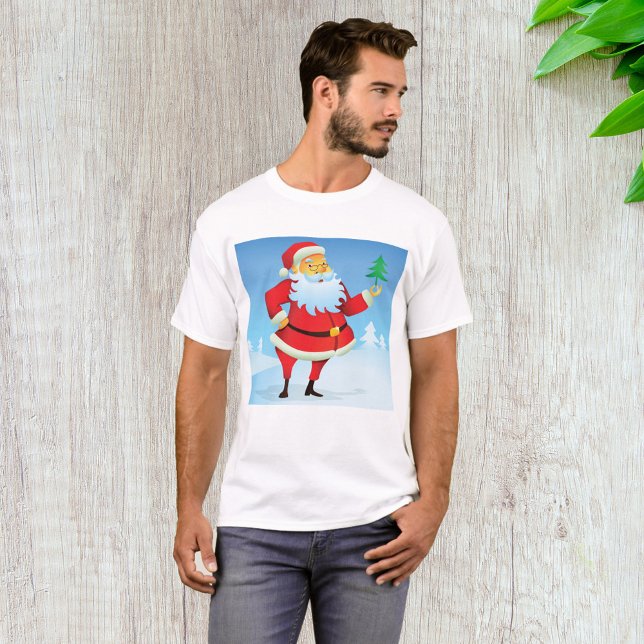 Whimsical Santa Claus with Mini Christmas Tree  T-Shirt (Creator Uploaded)