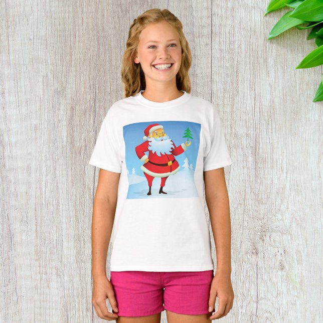 Whimsical Santa Claus with Mini Christmas Tree  T-Shirt (Creator Uploaded)