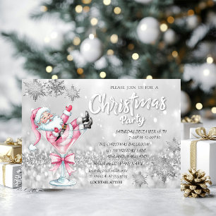Whimsical Santa Cocktail Bokeh Christmas Party   Invitation