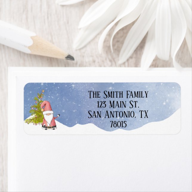 Whimsical Santa Custom Christmas Return Address Label (Insitu)