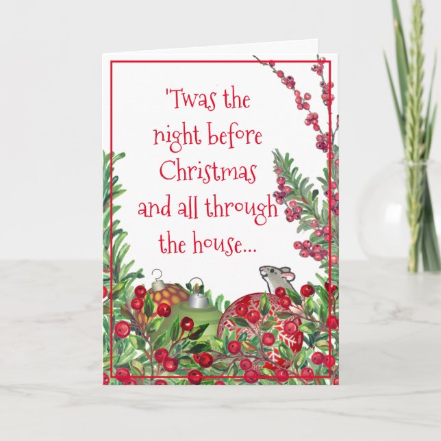 Whimsical Santa Family Pets Christmas Cute Dog Cat Holiday Card (Front)