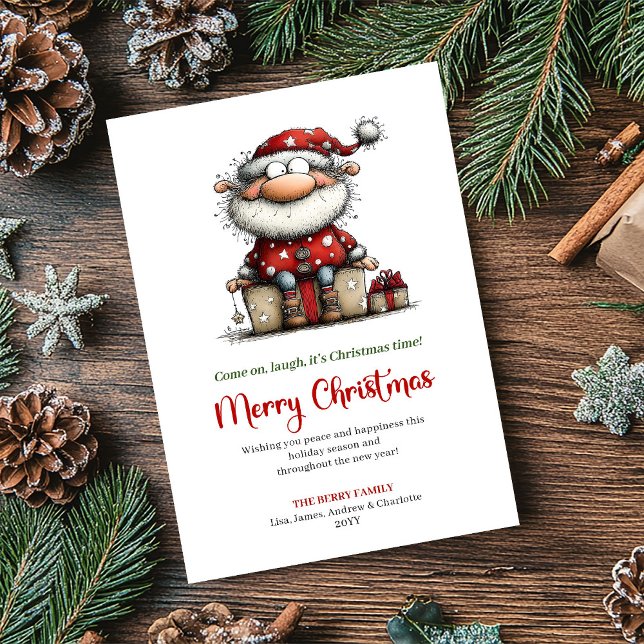 Whimsical Santa Funny Hand Drawn Holiday Card (Whimsical Santa Funny Hand Drawn Holiday Card)