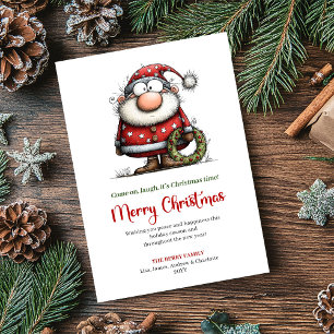 Whimsical Santa Funny Red Green Holiday Greeting