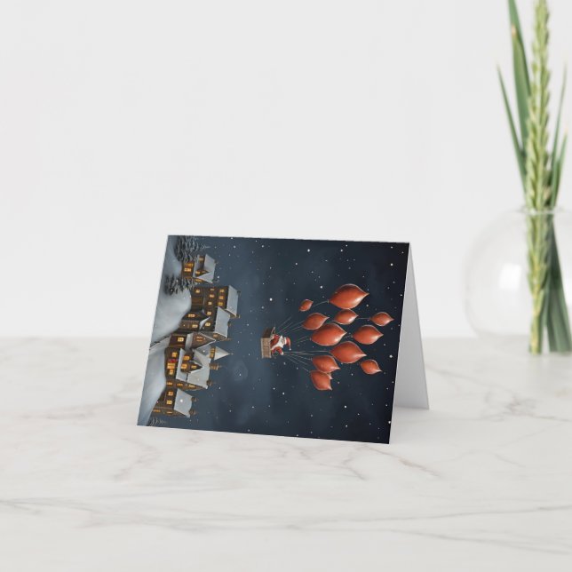 Whimsical Santa Holiday Card Blank Inside (Front)