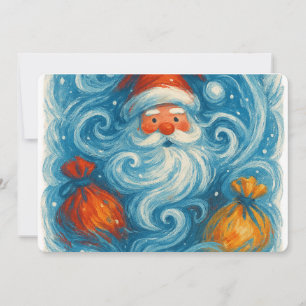 Whimsical Santa in a Swirling Winter Storm Invitation