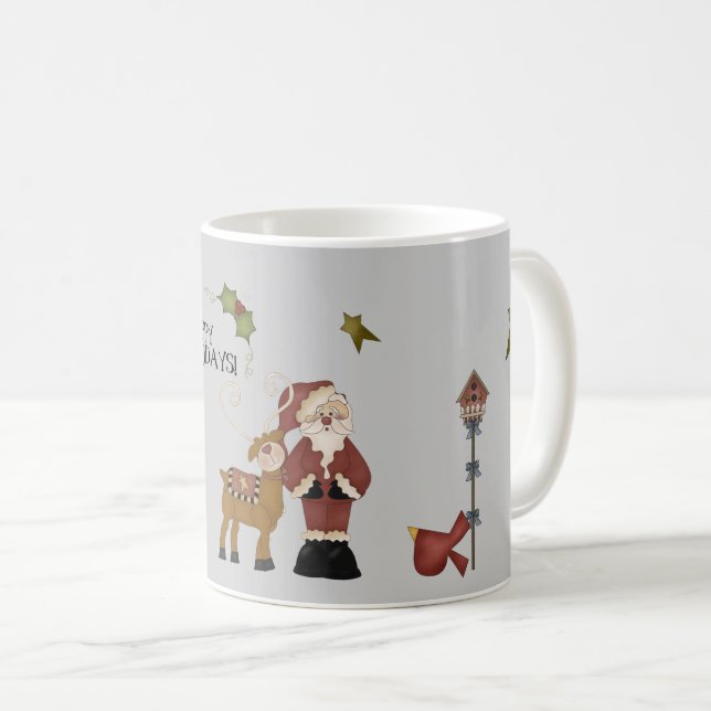 Whimsical Santa In Christmas Setting Coffee Mug (Front Right)