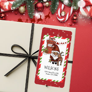 Whimsical Santa Reindeer Christmas Return Address Label