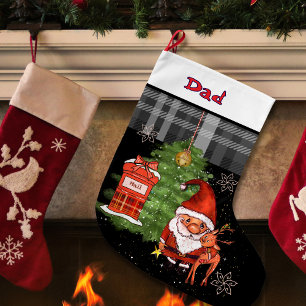 Whimsical Santa Reindeer Christmas Stocking I Dad