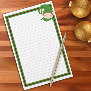 Whimsical Santa's Elf Christmas Holiday Letter Stationery