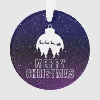 Whimsical Santa's Sleigh and Midnight view Ornament