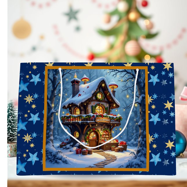 Whimsical Santa's Workshop Christmas Personalised Large Gift Bag (Creator Uploaded)