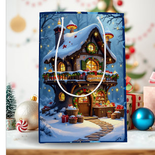Whimsical Santa's Workshop Christmas Personalised Medium Gift Bag