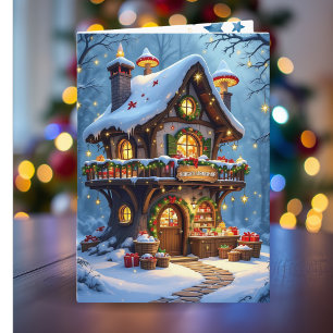 Whimsical Santa's Workshop Personalized Christmas Holiday Card