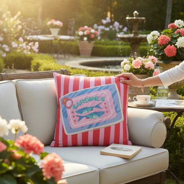 Whimsical Sardine Tin Graphic Design Pillow (Creator Uploaded)