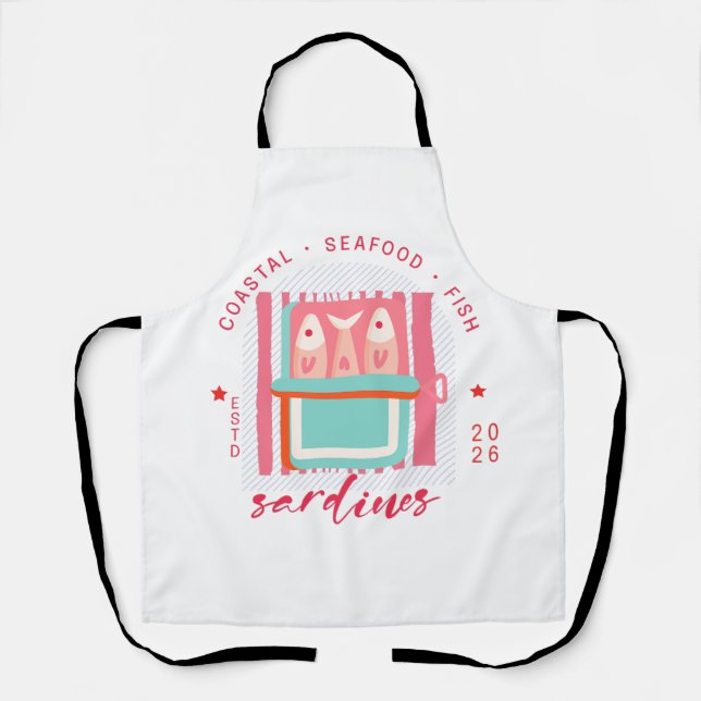 Whimsical Sardines Coastal Beach Apron (Front)