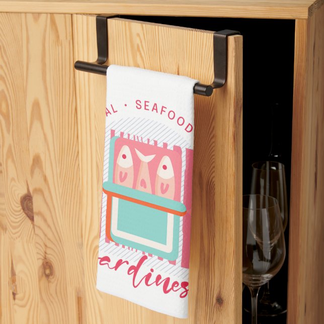 Whimsical Sardines Coastal Beach Tea Towel (Thirds Fold)