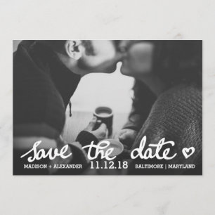 Whimsical Save The Date Cute Heart Script Photo