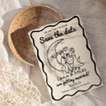 Whimsical Save the date over the moon wedding<br><div class="desc">Whimsical and fun Over the Moon wedding save the date invitation card featuring a bride and groom toasting to their happy future.</div>