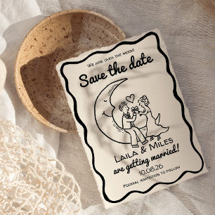 Whimsical Save the date over the moon wedding