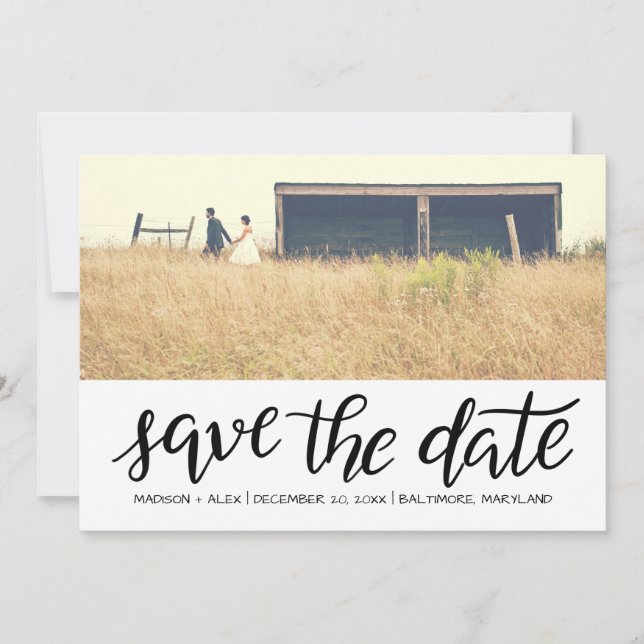 Whimsical Save The Date Typography Couple Photo (Front)