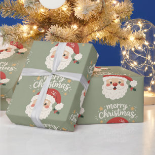 Whimsical Scandinavian Santa Merry Christmas Wrapping Paper