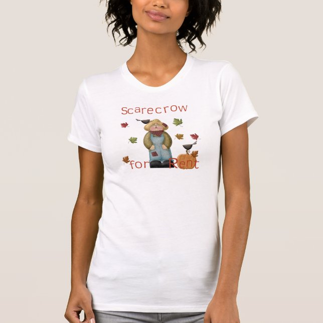 Whimsical Scarecrow for rent With Pumpkin T-Shirt (Front)