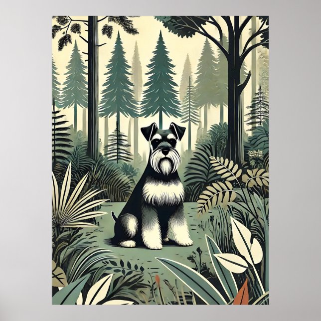 Whimsical Schnauzer Print, wall art (Front)