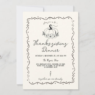 Whimsical Scribble Hand Drawn Pumpkin Thanksgiving Invitation