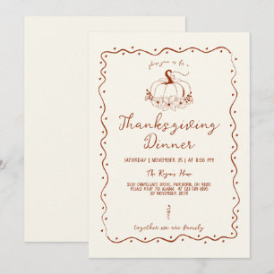 Whimsical Scribble Hand Drawn Pumpkin Thanksgiving Invitation