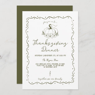 Whimsical Scribble Hand Drawn Pumpkin Thanksgiving Invitation