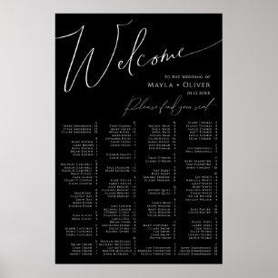 Whimsical Script   Black Alphabetical Seating Poster