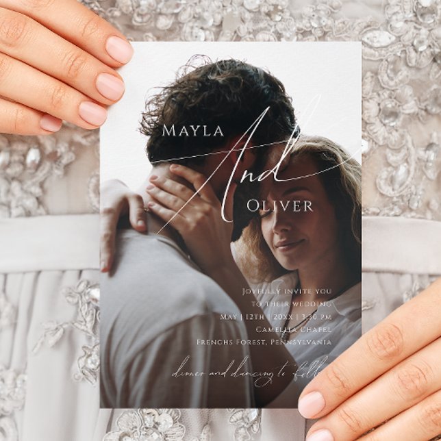 Whimsical Script | Black Casual Photo Wedding Invitation (Creator Uploaded)
