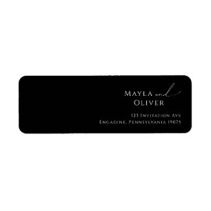 Whimsical Script   Black Return Address Label