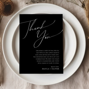 Whimsical Script   Black Table Thank You Card
