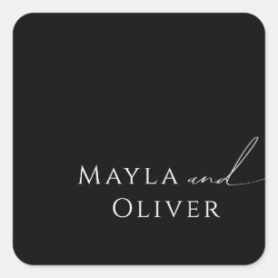 Whimsical Script   Black Wedding Envelope Seals