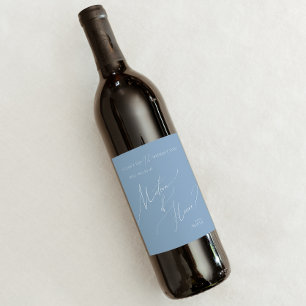 Whimsical Script   Blue Matron Of Honour Proposal Wine Label
