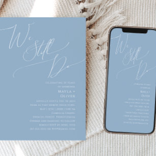 Whimsical Script   Blue We Still Do Vow Renewal Invitation
