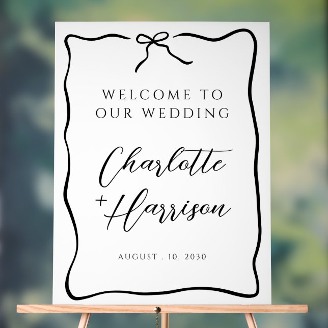 Whimsical Script Border Wedding Acrylic Sign (Neutral)