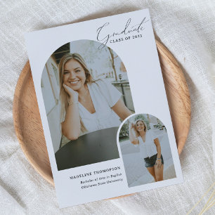 Whimsical Script Calligraphy Arch Photo Graduation Announcement