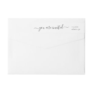 Whimsical Script Calligraphy Wedding Invitation Wrap Around Label