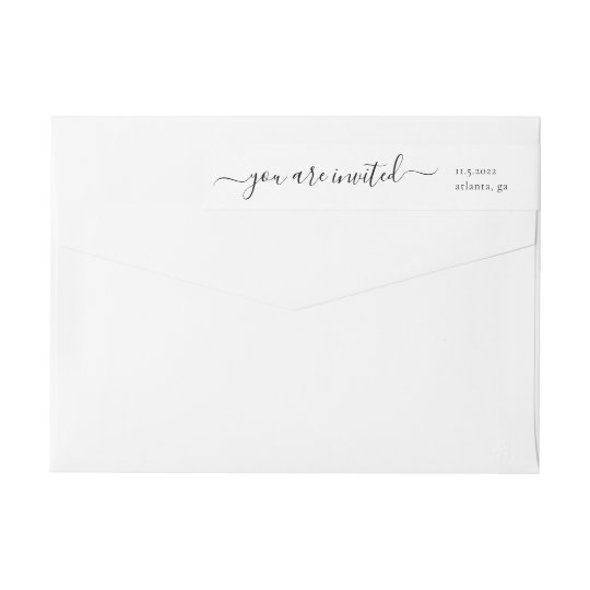 Whimsical Script Calligraphy Wedding Invitation Wrap Around Label