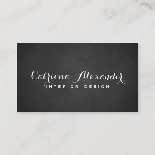 Whimsical Script Chalkboard Business Card (Front)
