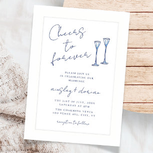 Whimsical Script Cheers to Forever Wedding Doodle Invitation