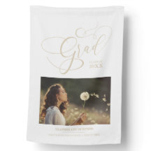 Whimsical Script Chic Gold Modern Photo Graduate