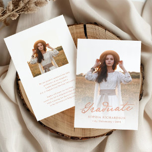 Whimsical Script Chic Two Photo Graduation Announcement
