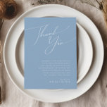 Whimsical Script | Dusty Blue 5"x7" thank You Card<br><div class="desc">Introducing our stunning whimsical script | dusty blue 5"x7" thank you card perfect for your simple modern boho spring celebration. Our elegant design includes a vibrant bright, pastel colour palette with a vintage chic calligraphy script. Whether you prefer a minimalist or classic style, our unique editable product offers luxury and...</div>